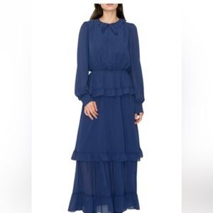 MELLODAY BLUE DRESS, TIERED, bump friendly
